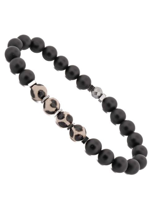 Ebru Jewelry Black Tibetan Agate Beaded Bracelet for men