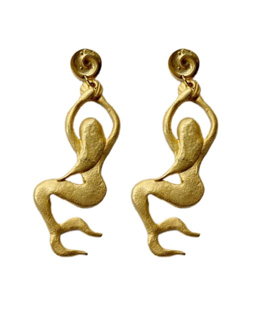 Achala Handcrafted Metallic Sculptural Mermaid Earrings
