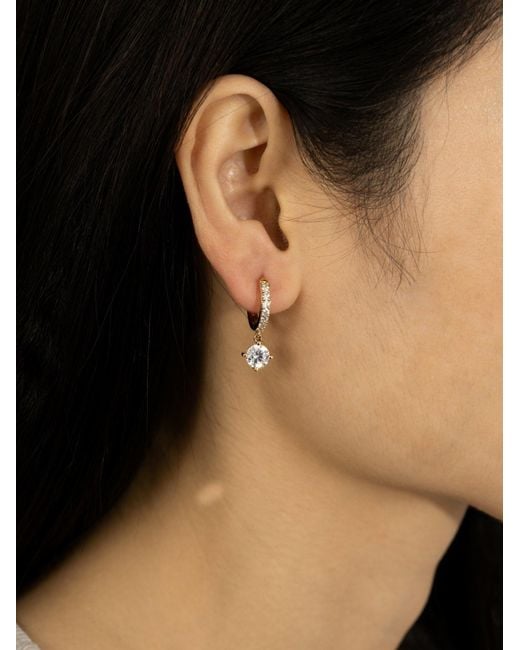 Diamonbliss Metallic Round Cut Dangle Hoop Earrings With Swarovski Three And Half Carats, Plated