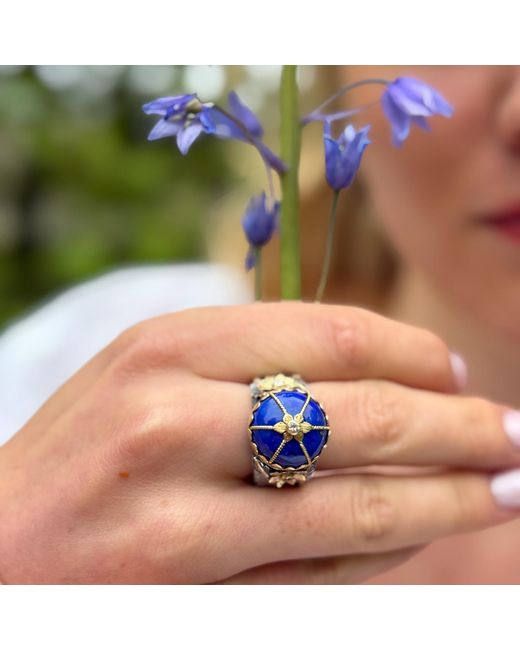 Emma Chapman Jewels Blue Lapis Lazuli Diamond Cocktail Ring