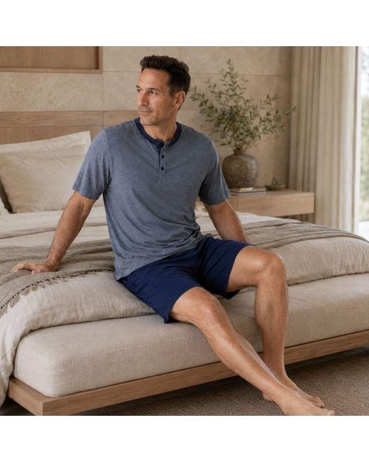 Zd - Zero Defects Blue Short Modal Pyjamas Leios for men