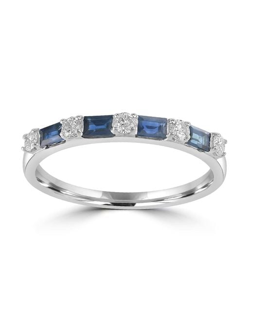 Artisan Blue Sapphire & Diamond Alternating Band Ring