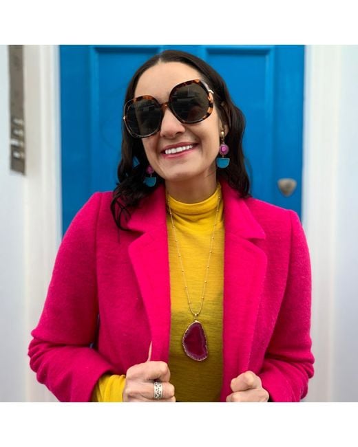 YAA YAA LONDON Blue Violet Turquoise Gemstone Gold Statement Earrings