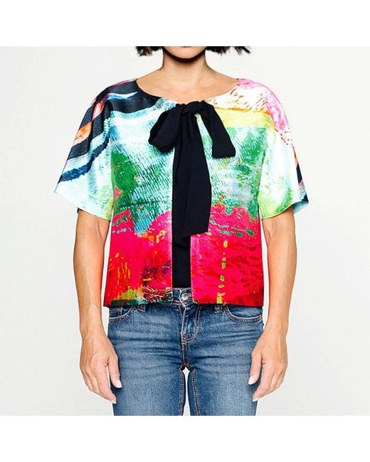 Maxjenny Green Cropped Jacket With Bow