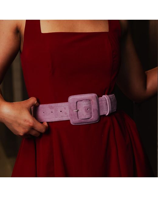 BeltBe Purple Suede Square Buckle Belt