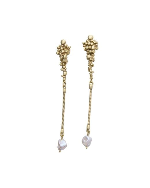 Zeworks Metallic Tara Pearl Earrings