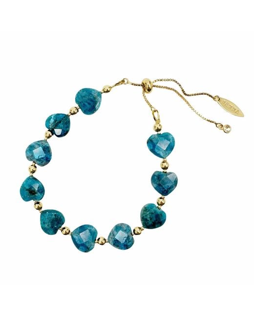 Farra Blue Heart-Shaped Apatite Adjustable Bracelet