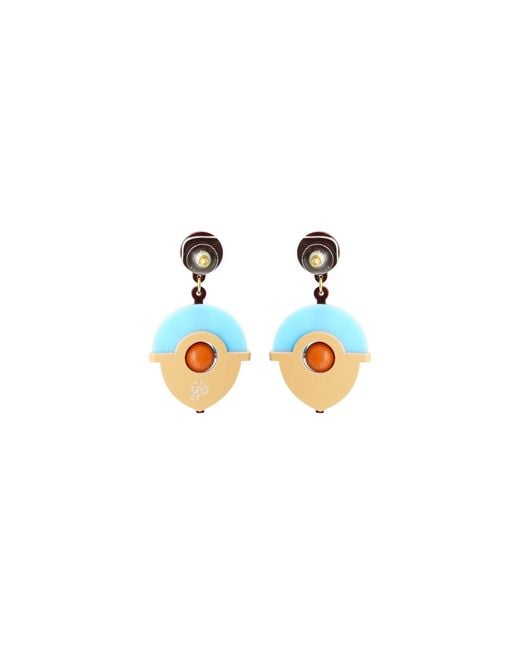 Gissa Bicalho Blue Handmade Acrylic Earring Pendant Alecrim Burgundy