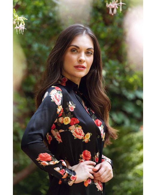 Sophie Cameron Davies Black Peony Silk Midi Dress