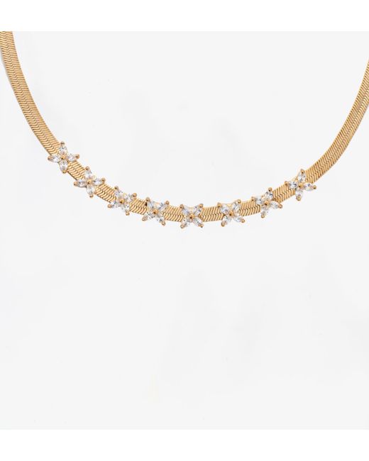 Uchi and Soto Metallic Kinmokusei Chain Floral Necklace