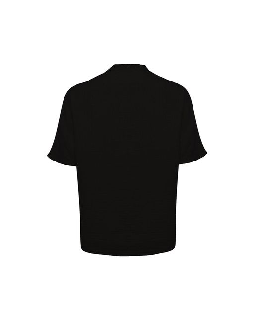 Monique Store Linen Mandarin Neck Half Button Two Chest Pockets Shirt Black for men