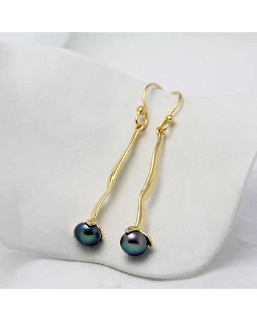 Isla Silver Metallic Molten Pearl Drop Earrings