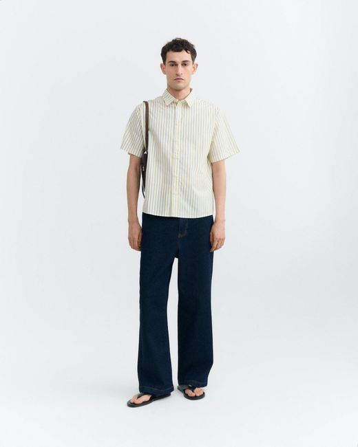 Thinking Mu White Paddy Striped Poplin Shirt for men