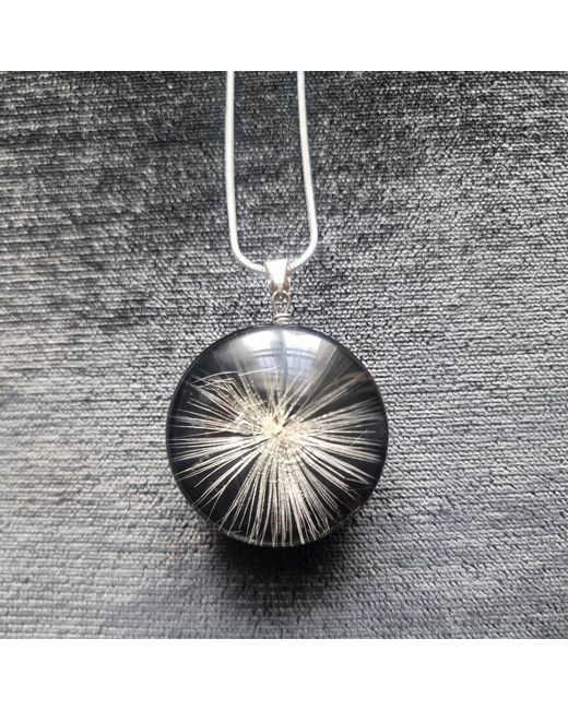 Laura Daili Black Wishkeeper – Dandelion Puff Glass Pendant