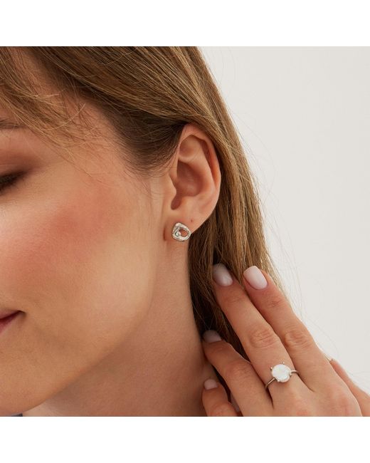 Spero London Metallic Dripping Molten Natural Textured Sterling Authentic Earring