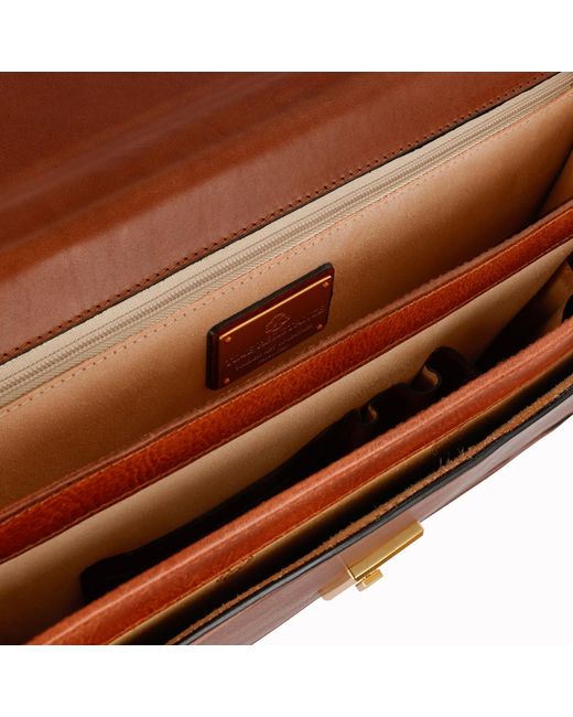 Time Resistance Brown Large Leather Briefcase for men
