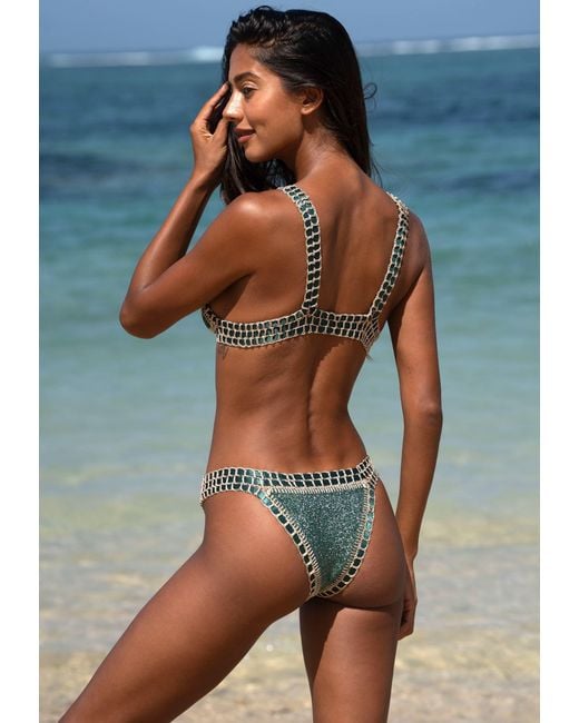 Luxsea Swimwear Green Cozumel Lurex Crochet Bikini Bottom