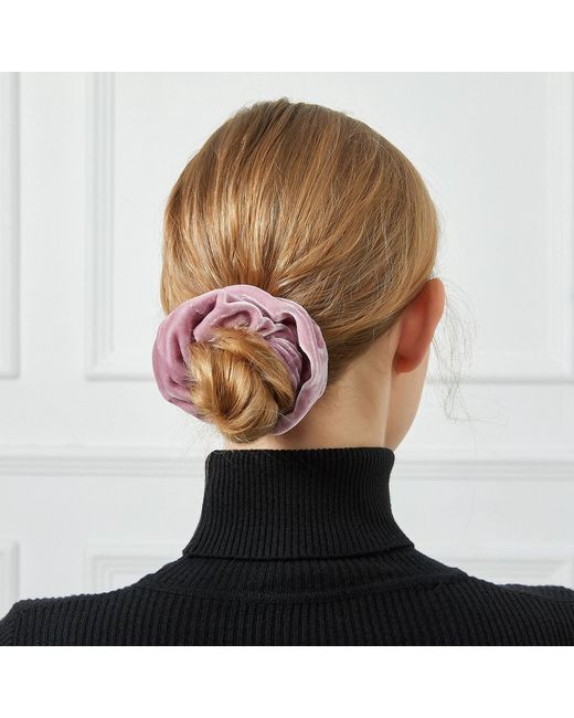 Soft Strokes Silk Purple Silk Velvet Handmade French Scrunchie Set Of Four