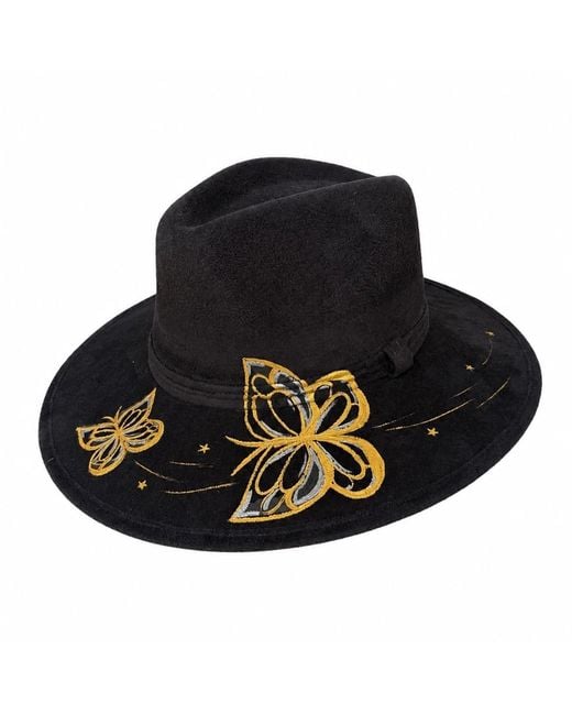 Bella Soul Black Gilded Butterfly Painted Hat