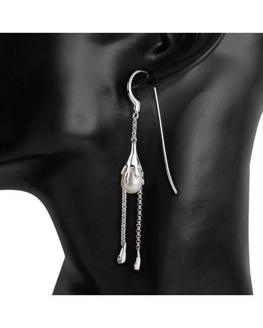 Lucy Quartermaine White Couture Pearl Shepherds Crook Earrings