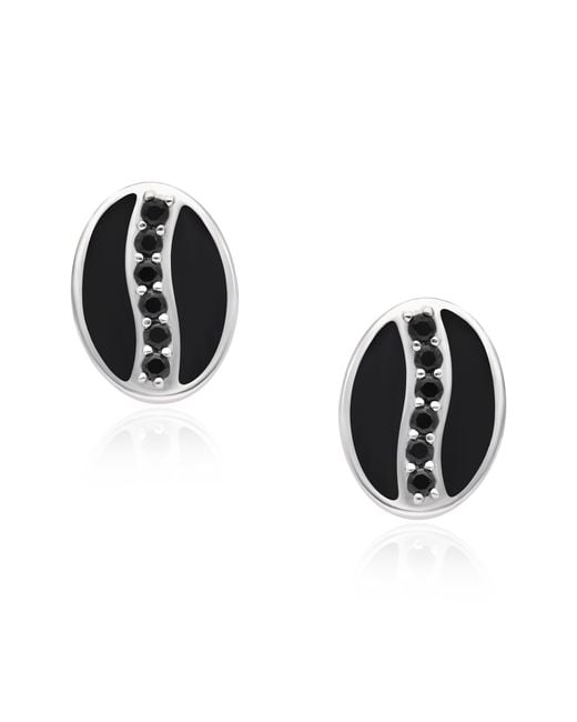The Jewelz Black Oval Spinel & Enamel Stud Earrings for men