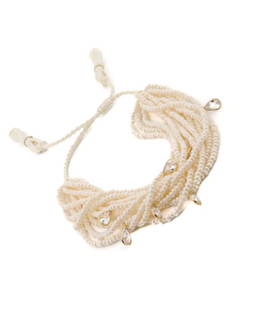 Ebru Jewelry Metallic Purity Pearl & Diamond Multi Strand Adjustable Bracelet