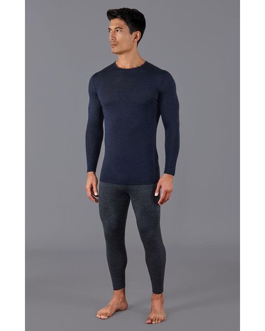 Paul James Knitwear Blue Midweight Merino Activewear Base Layer Zeus Top