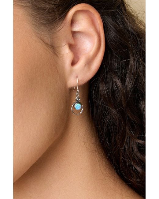Isla Silver Blue Sterling Fire Opal Earrings With Flower Detail