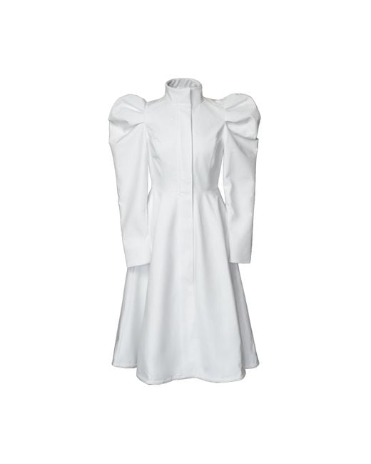 RainSisters White Coat With Balloon-Styled Sleeves: Majestic