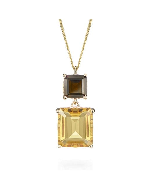 Augustine Jewels Multicolor Smoky Quartz & Yellow Citrine Octagon Gold Pendant