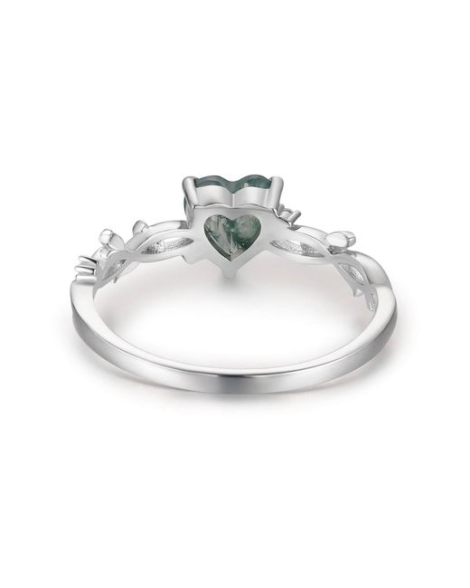 Azura Jewelry New York Green Everlasting Heart Moss Agate Ring Vermeil