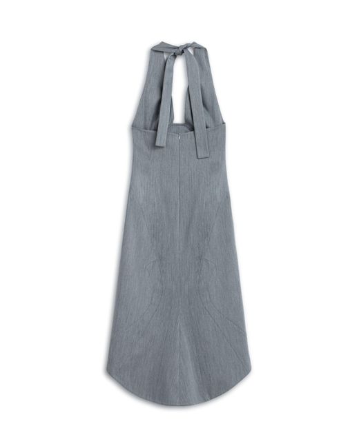 Nocturne Gray Anthracite Tie Neck Asymmetrical Midi Dress
