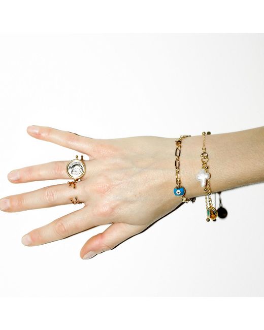 Alexie of Athens Metallic Madonna Pearl Cross Bead Bracelet