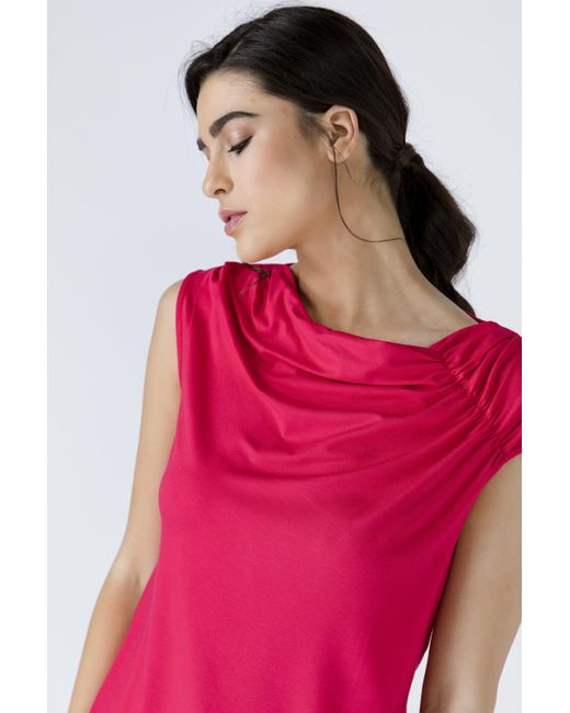 Conquista Red Draped Shoulder Top