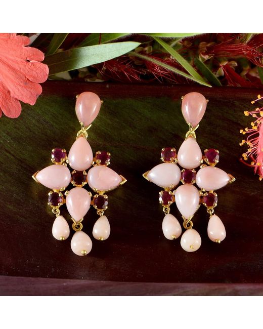 Emma Chapman Jewels Pink Opal Ruby Dangle Earrings