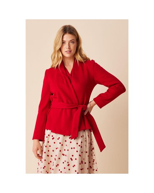 Marianna Déri Red Wrap Jacket With Shawl Collar