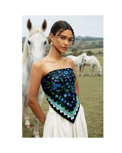 Jessie Zhao New York Green Garden Nocturne Double Sided Silk Scarf
