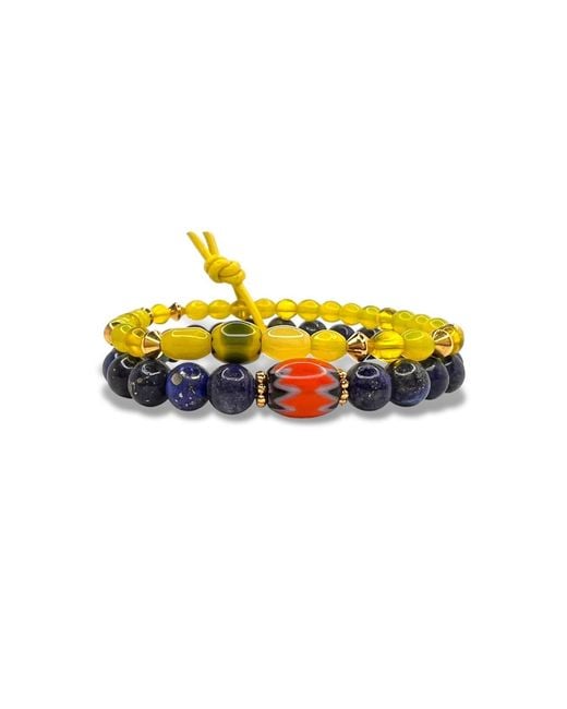 Jaredjamin Yellow Trail Blazer Bracelet Set for men