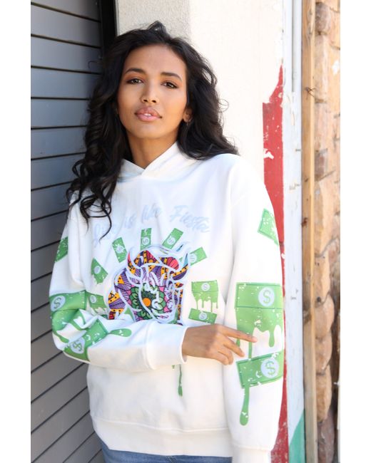 Miracles Manifester White Inspirational Affirmation Hoodie With Reflective Design