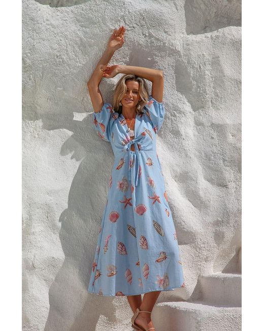 Palm Collective Blue Corsica Shell Maxi Dress
