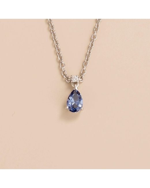 Juvetti Blue Ori Small Pendant Necklace Pastel Sapphire & Diamond