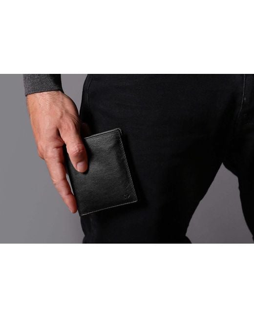 Harber London Black Leather Bifold Wallet With Rfid Protection for men