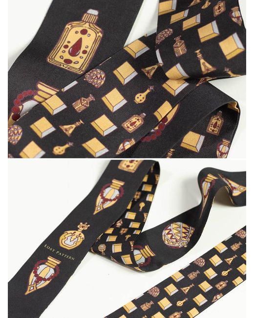 Lost Pattern Black Amora Silk Skinny Scarf