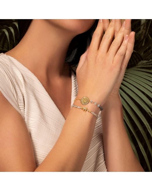 Karma and Luck Metallic Neutrals Mind Nourisher Labradorite Elephant Charm Bracelet