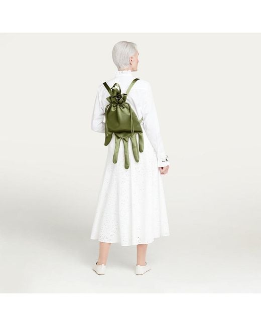 Lulu Guinness Green Khaki Satin Hand Backpack