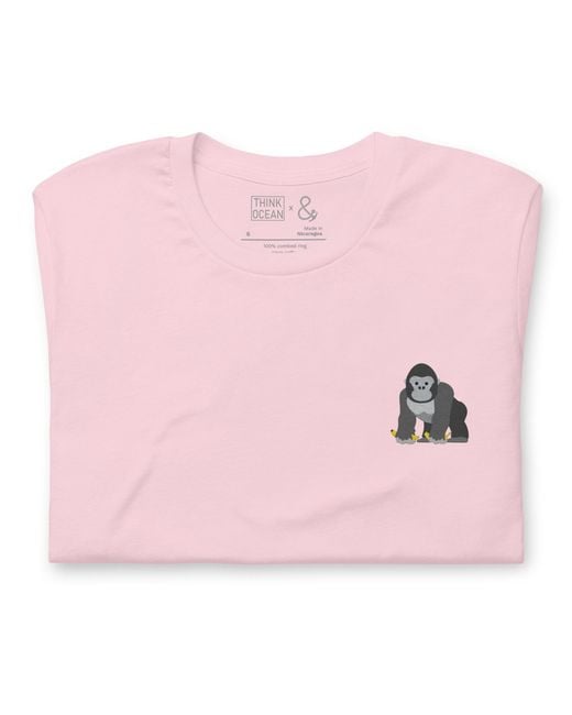 Anchor and Crew Pink Cotton Think Ocean Gorilla Aspirations Cotton Embroidered T-Shirt for men