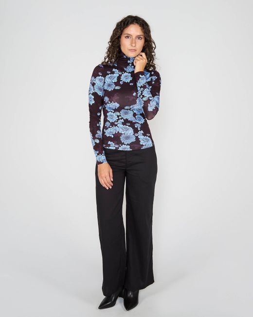Lords of Harlech Blue Kate Serious Floral Turtleneck