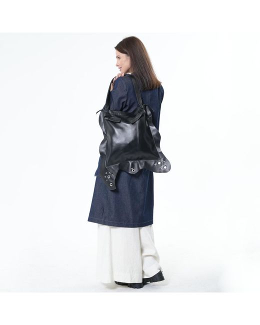 Metamorph Black Genuine Leather Tote Bag