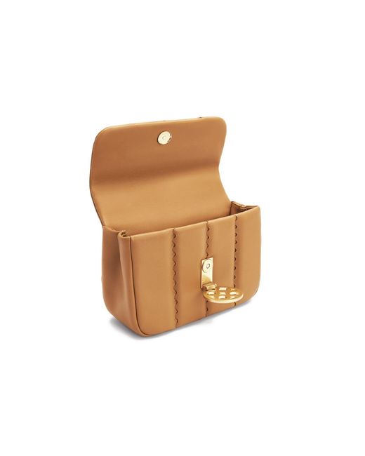 Orange Cube Natural Square Stitch Flap Bag