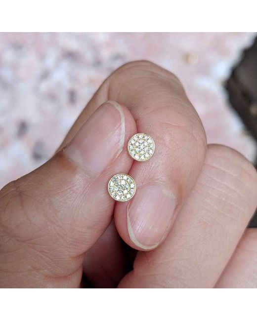 KAMARIA Metallic Diamond Disk Stud Earrings
